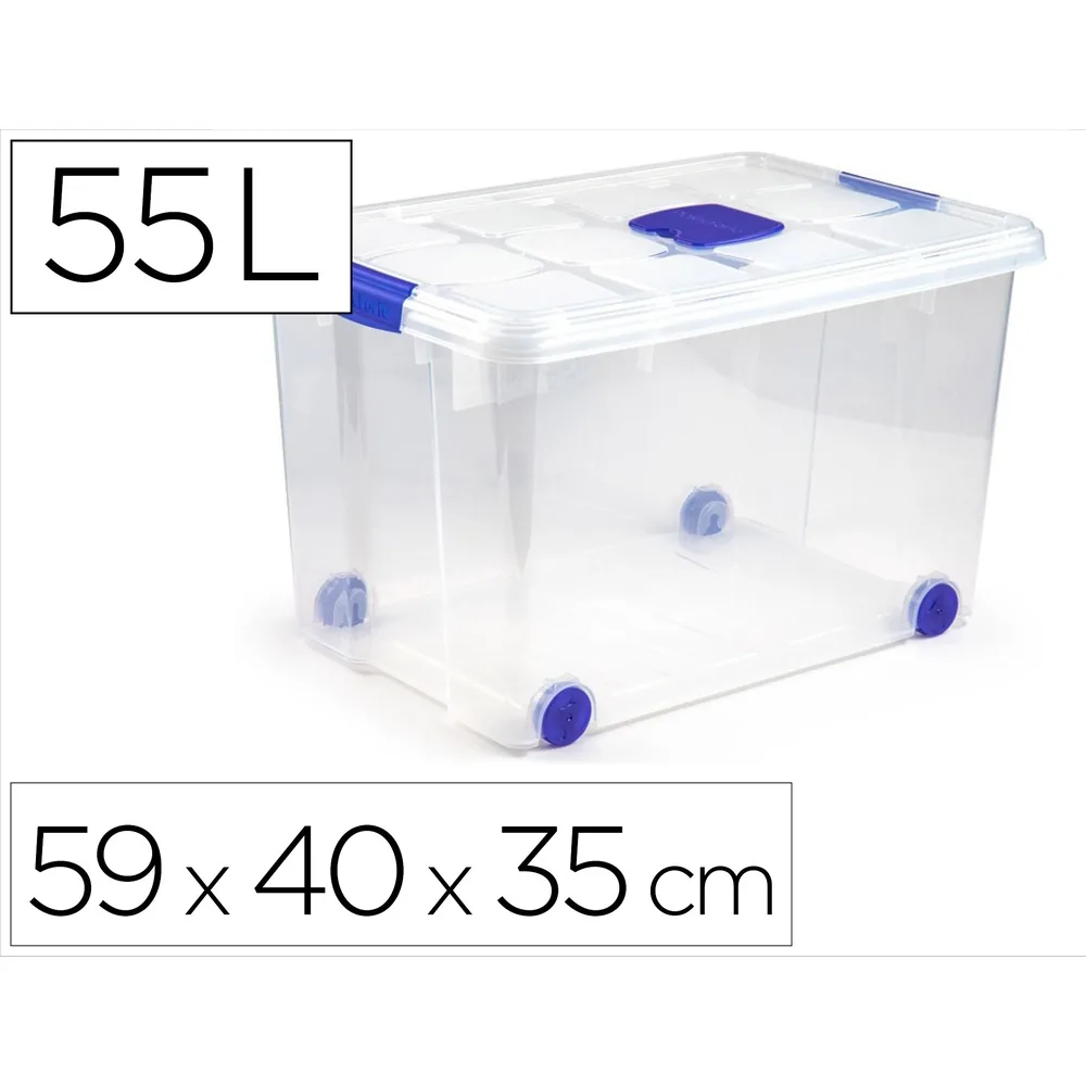 Contenedor de Plastico Plasticforte 55 Litros N 4 Transparente con Tapa 590X400X350 MM