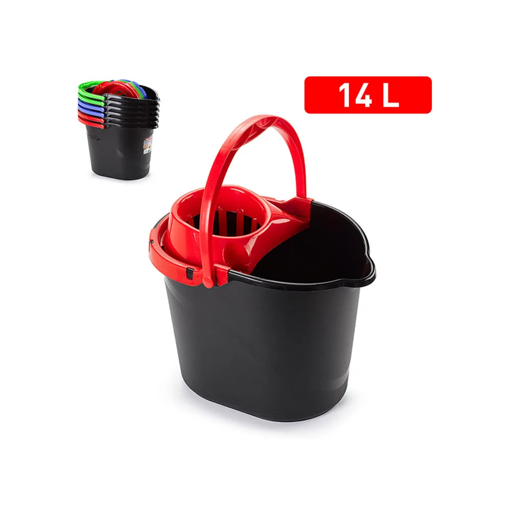 Cubo Fregona Plasticforte New Black Clean con Escurridor 14 L Color Negro