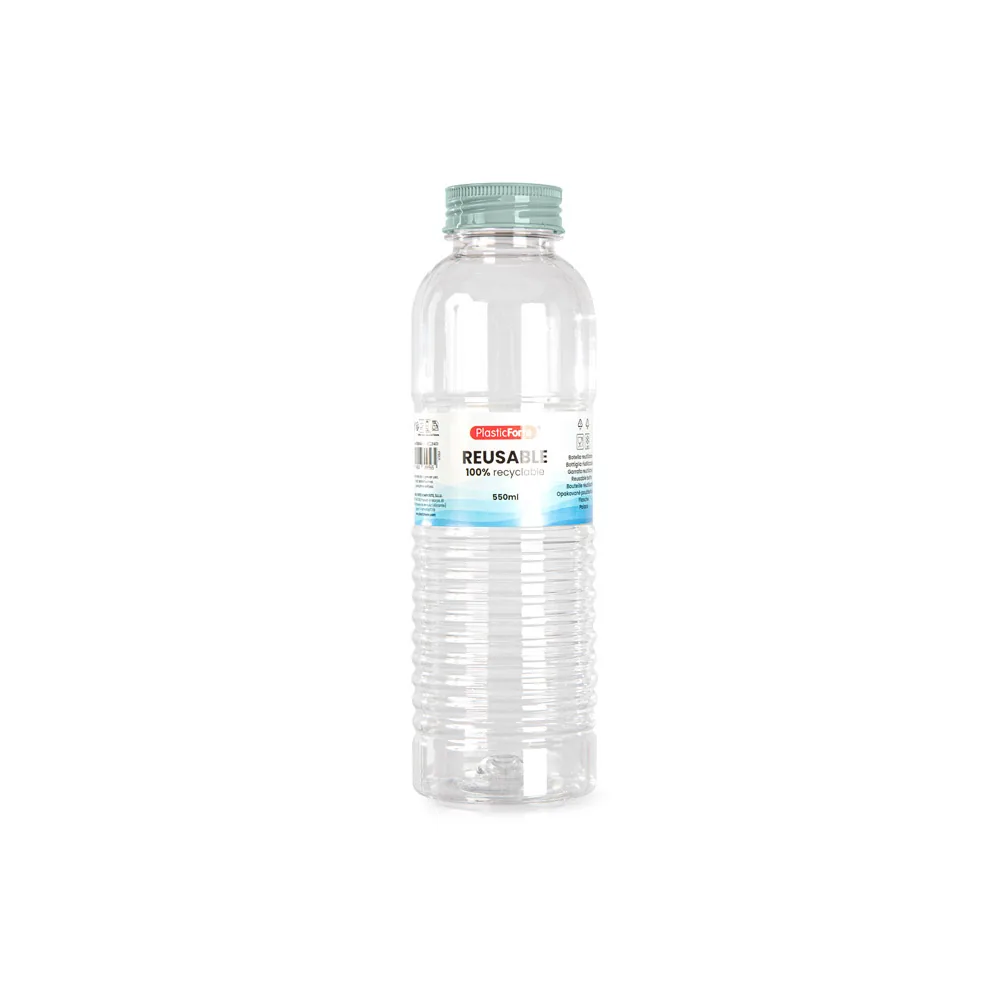 Botella Portaliquidos Plasticforte Rio Plastico Reciclable 100% Transparente 550 ML