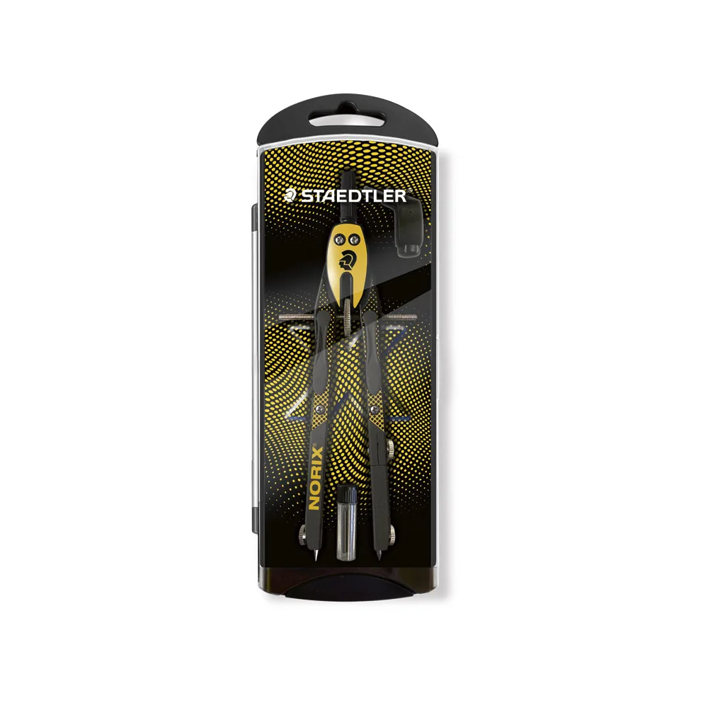 Compas Staedtler Noris 555 con Husillo y Rueda Central Sin Alargadera Tubo de Minas y Aguja Color Naranja