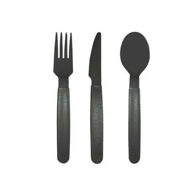 ARCHIVO 2000 Cubierto Polipropileno Archivo 2000 Libre Bpa Pack 1 Cuchara + 1 Tenedor + 1 Cuchillo 18,5 CM Color Gris
