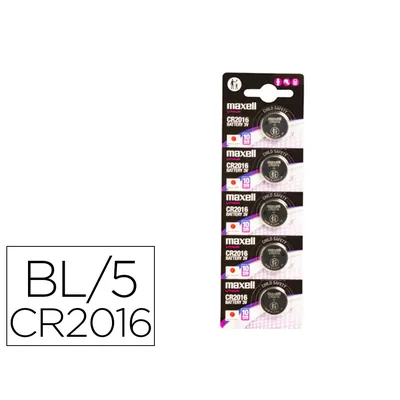 MAXELL Pila Maxell Tipo Boton Litio CR-2016 Blister de 5 Unidades