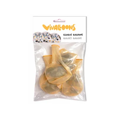 Sin marca Globo 100% Latex Biodegradable Vivalloons con Cofetti Metalizado Oro/negro Bolsa de 5 Unidades
