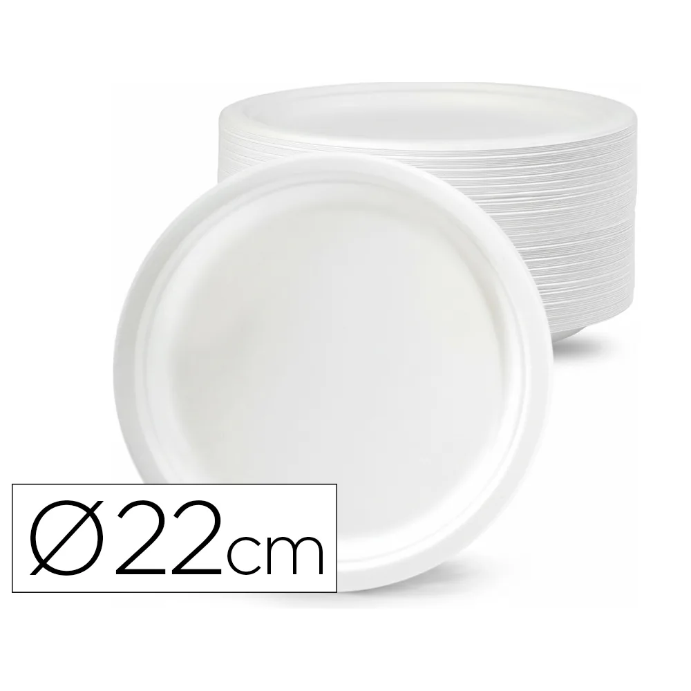 Plato de Fibra Bio 22 CM Diametro Paquete de 50 Unidades