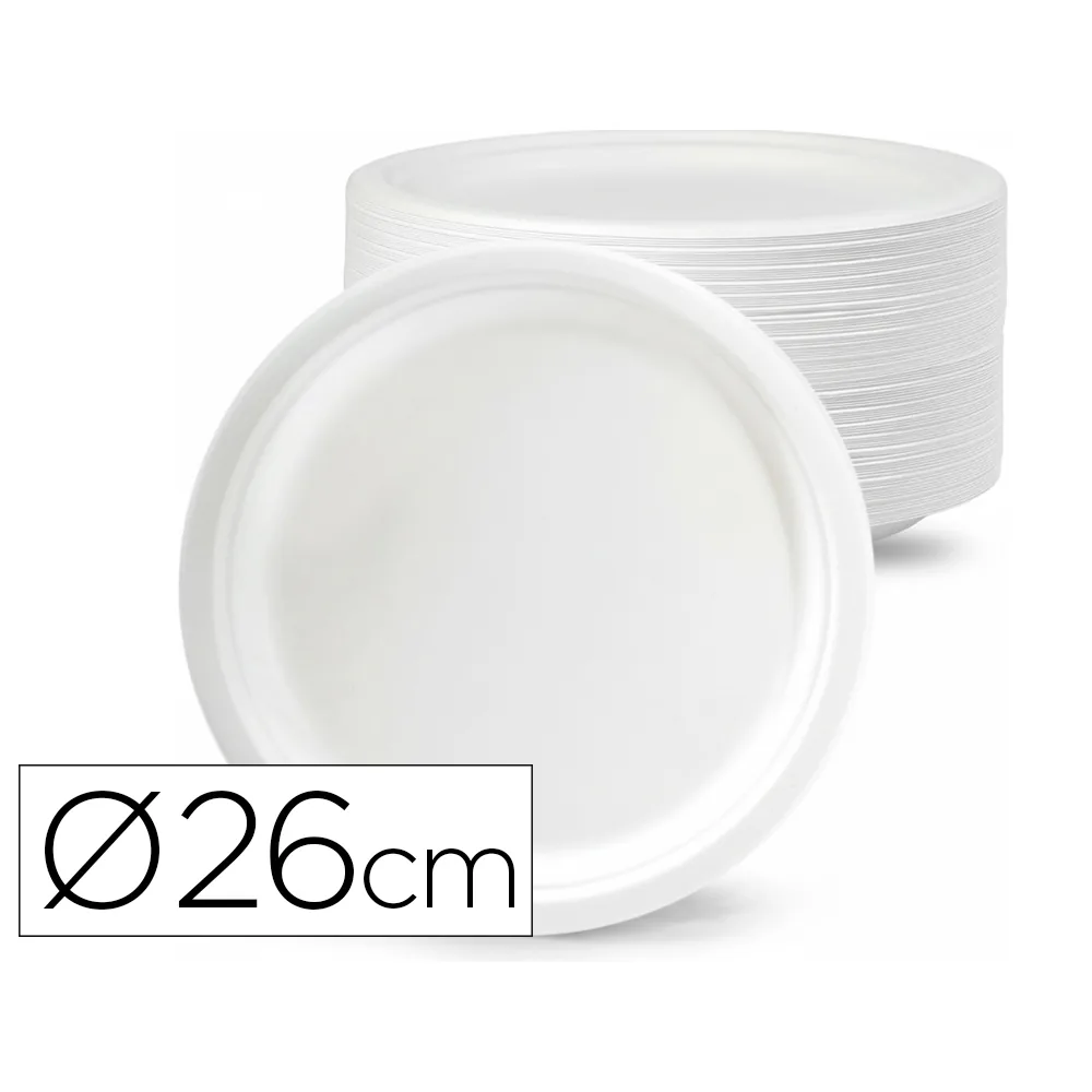 Plato de Fibra Bio 26 CM Paquete de 50 Unidades