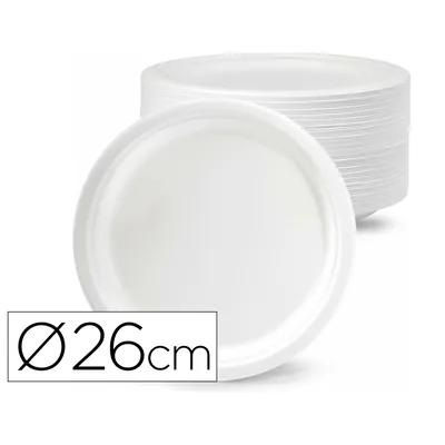 Sin marca Plato de Fibra Bio 26 CM Paquete de 50 Unidades