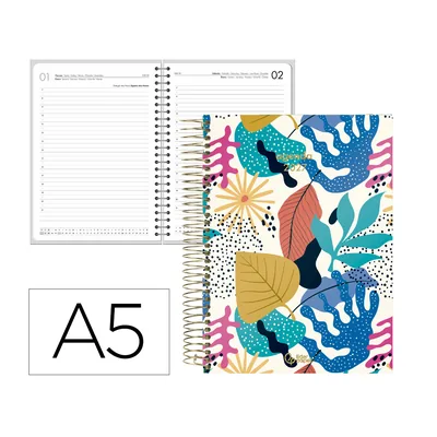 FANTA Agenda Oficina Liderpapel 2027 Espiral Fantasy Dia Pagina A5 Bilingue 70G Papel Fsc Matisse