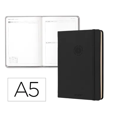 ANTARTIK Agenda Oficina Antartik 2027 Encuadernada Dia Pagina A5 Bilingue A5 70G Papel Fsc Negro