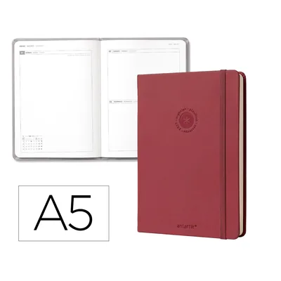 ANTARTIK Agenda Oficina Antartik 2027 Encuadernada Dia Pagina A5 Bilingue 70G Papel Fsc Burdeos