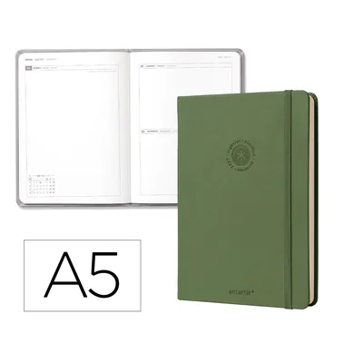 ANTARTIK Agenda Oficina Antartik 2027 Encuadernada Dia Pagina A5 Bilingue 70G Papel Fsc Verde