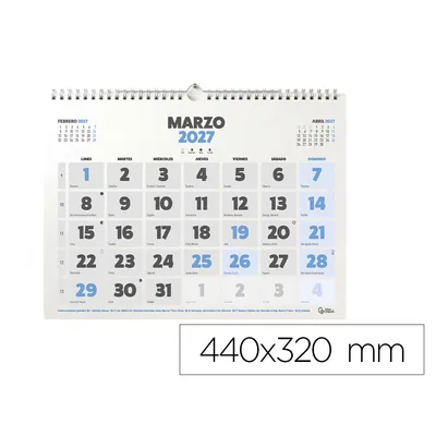 LIDERPAPEL Calendario Pared Liderpapel Clasico 2027 Espiral 440X320 MM Papel 128 G