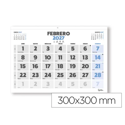 LIDERPAPEL Calendario Pared Liderpapel Clasico 2027 Lomo Engomado 300X300 MM Papel 105 G