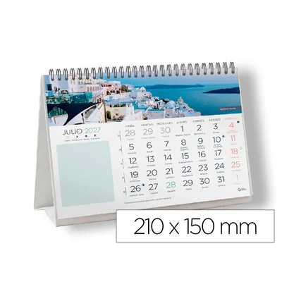 LIDERPAPEL Calendario Espiral Triangular Liderpapel de Sobremesa Imagenes Ciudades 2027 210X150MM Papel 128G con Pegatinas