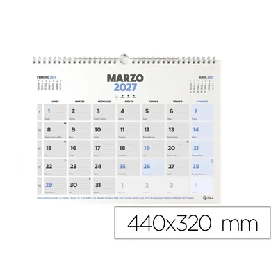 LIDERPAPEL Calendario Pared Liderpapel Clasico 2027 Lomo Engomado 440X320 MM Papel 128 G
