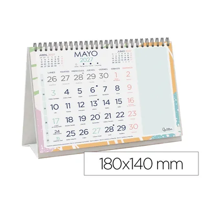 LIDERPAPEL Calendario Espiral Triangular Liderpapel de Sobremesa Serie Joven 2027 180X140 MM Papel 128 G con Pegatinas