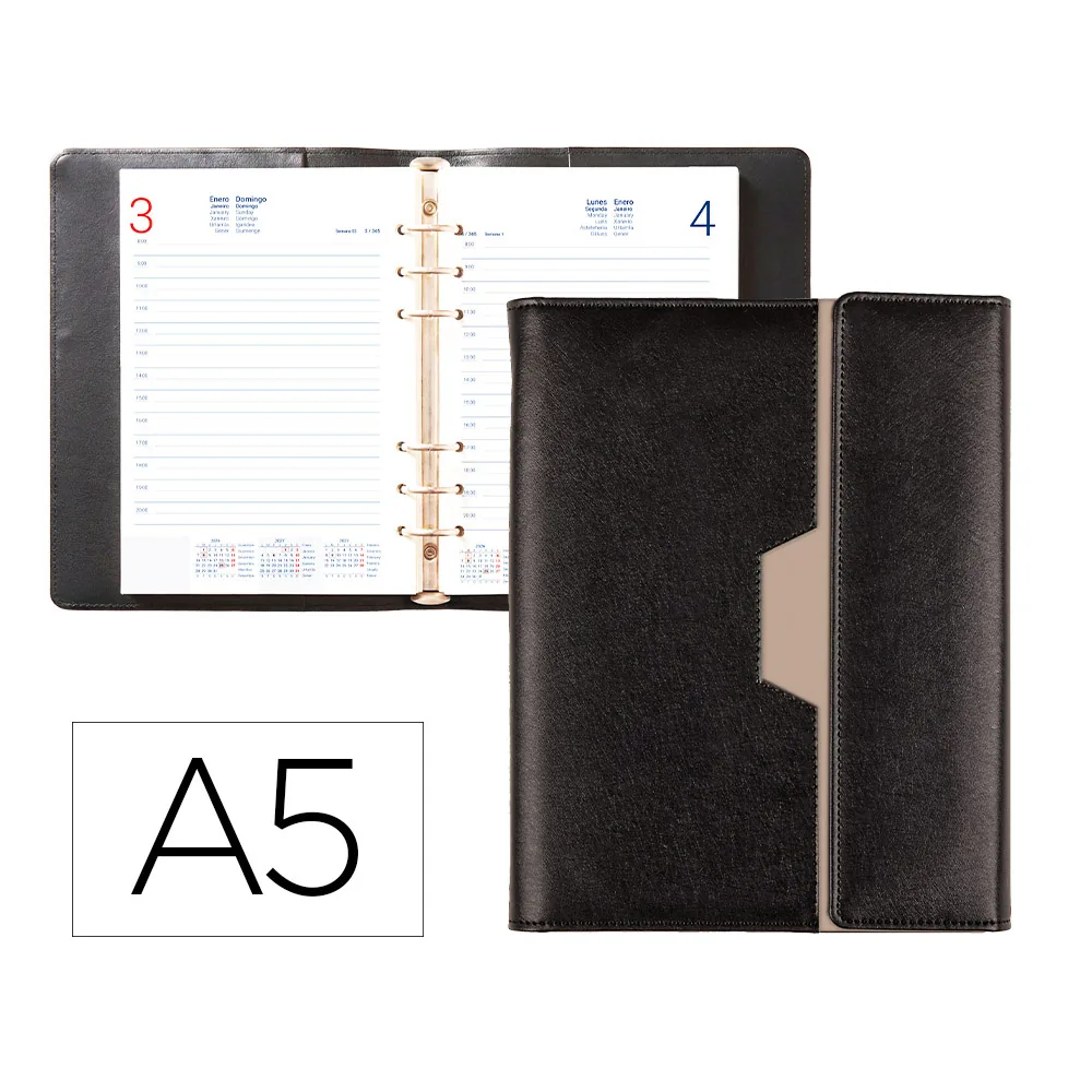 Agenda Encuadernada Liderpapel 2027 Nero 15X21 CM Dia Pagina Bilingue 70G Papel Fsc