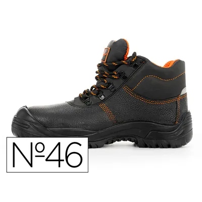 SAFETOP Bota de Seguridad Safetop Eurio Cuero Grabado Suela de Acero Antiperforacion S3 Sr Talla 46 Color Negro