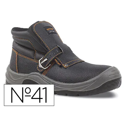 SAFETOP Bota de Seguridad Safetop Nerio Talla 41 Cuero Grabado con Hebilla Especial Soldadura Suela Pu Bidensidad S3 Negro
