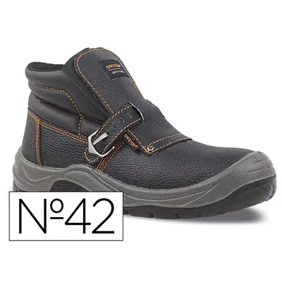 SAFETOP Bota de Seguridad Safetop Nerio Talla 42 Cuero Grabado con Hebilla Especial Soldadura Suela Pu Bidensidad S3 Negro