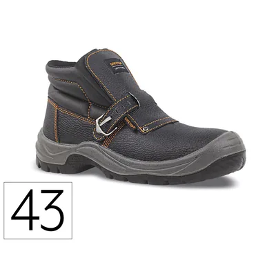 SAFETOP Bota de Seguridad Safetop Nerio Talla 43 Cuero Grabado con Hebillo Especial Soldadura Suela Pu Bidensidad S3 Negro