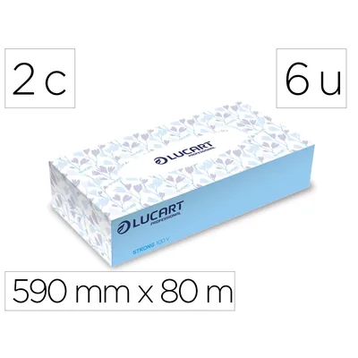 LUCART Papel para Camilla Lucart Celulosa Virgen 17 G 2 Capas 216 Servicios Rollo 590 MM X 80 M Caja de 6 Unidades