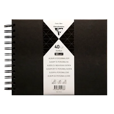 CLAIREFONTAINE Album de Fotos Espiral Clairefontaine Tapa Dura Negra 210X160 MM 40 Hojas 185 G
