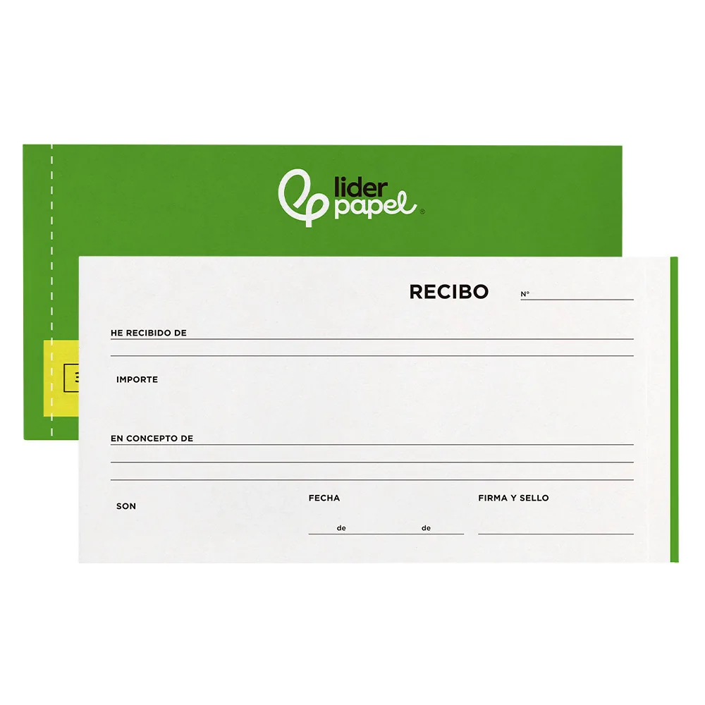 Talonario Liderpapel Recibos 3/Fº Apaisado Original y 2 Copias Sin Matriz