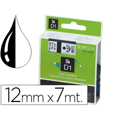 Cinta Dymo 1000 Negro-blanco 12MM X 7MT D1