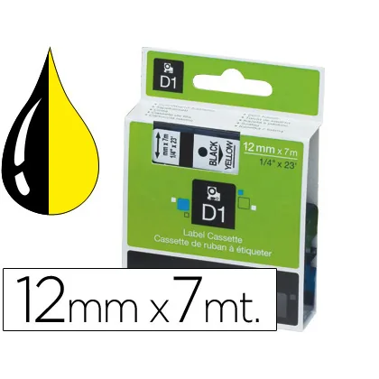 Cinta Dymo 1000 Negro-amarillo 12MM X 7MT D1