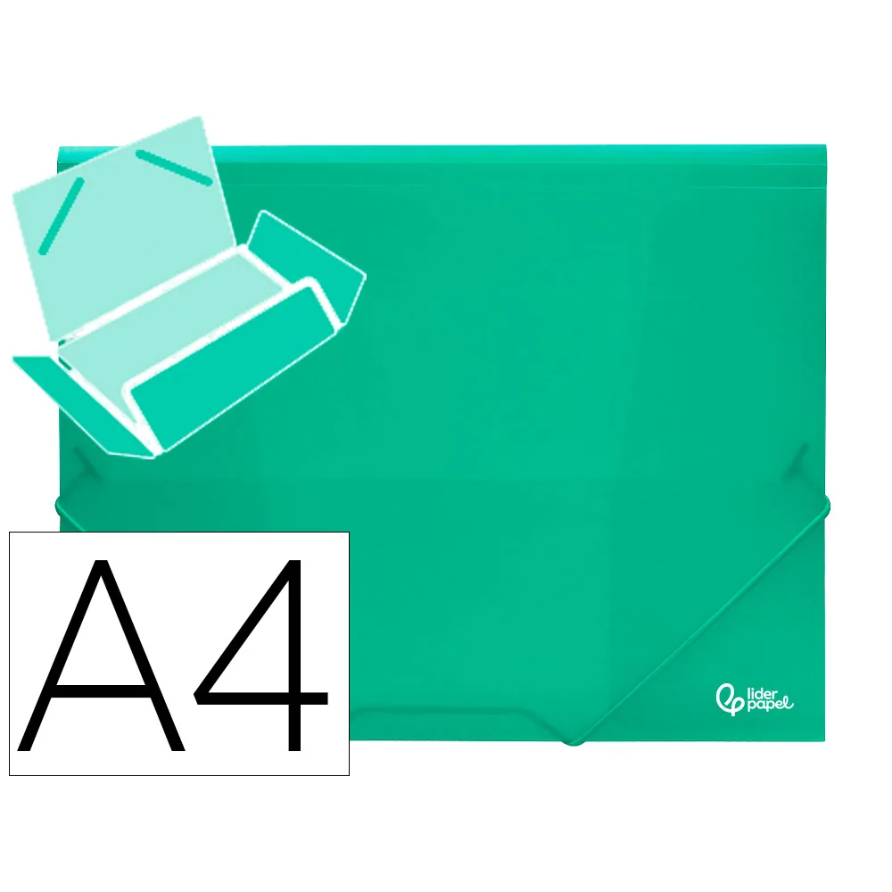 Carpeta Liderpapel Gomas Solapas 34963 Polipropileno DIN A4 Verde Translucido