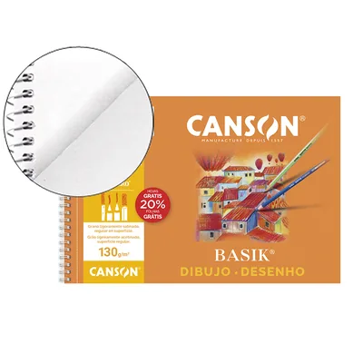 CANSON Bloc Dibujo Basik DIN A4+ Espiral 23 X 32.5 CM 20 Hojas Microperforado