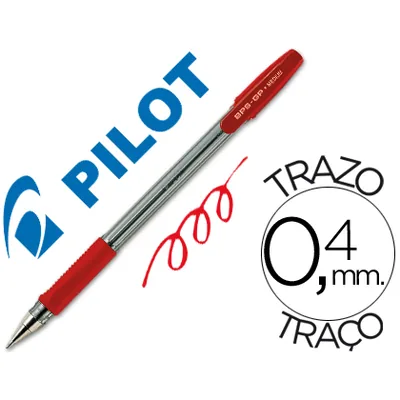 PILOT Boligrafo Pilot Bps-gp Rojo Sujecion de Caucho Tinta Base de Aceite con Capuchon