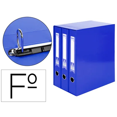 LIDERPAPEL Modulo Liderpapel 3 Archivadores Folio 2 Anillas Mixtas 40MM Azul