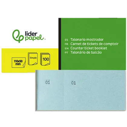 Talonario Liderpapel Mostrador 50X110 MM TL08 Celeste con Matriz