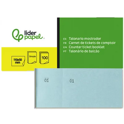 LIDERPAPEL Talonario Liderpapel Mostrador 50X110 MM TL08 Celeste con Matriz