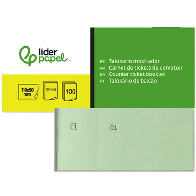 LIDERPAPEL Talonario Liderpapel Mostrador 50X110 MM TL12 Verde con Matriz