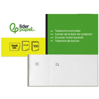 LIDERPAPEL Talonario Liderpapel Mostrador 50X110 MM TL09 Blanco con Matriz
