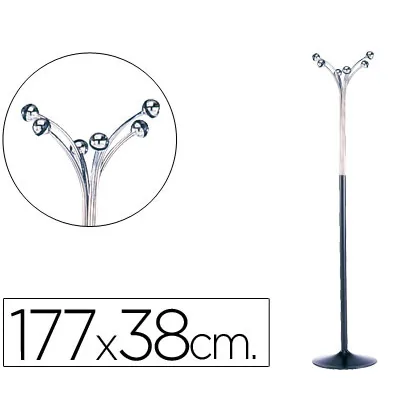 Perchero Metalico Pie 6 Colgadores Color Negro/cromado 177X38 CM