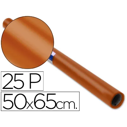 Papel Charol Marron Rollo 25 Hojas de 50X65 CM