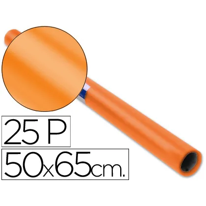 Papel Charol Naranja Rollo 25 Hojas de 50X65 CM