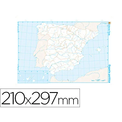 Mapa Mudo B/n DIN A4 España Politico