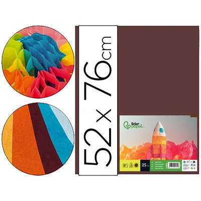 LIDERPAPEL Papel Seda Liderpapel Marron 52X76 CM 18 GR Paquete de 25 Hojas