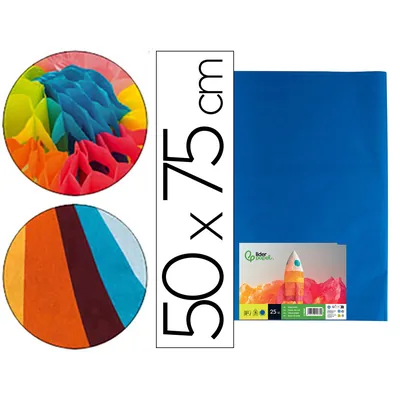 LIDERPAPEL Papel Seda Liderpapel Azul 52X76 CM 18 GR Paquete de 25 Hojas