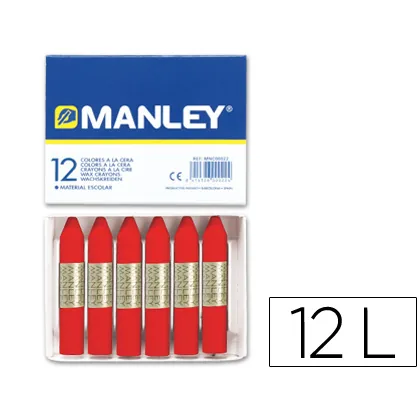 Lapices Cera Manley Unicolor Rojo Escarlata n.9 Caja de 12 Unidades