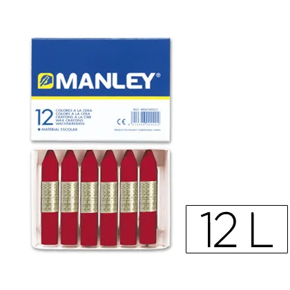 Lapices Cera Manley Unicolor Carmin n.10 Caja de 12 Unidades
