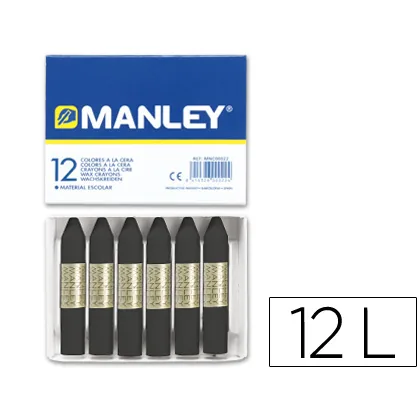 Lapices Cera Manley Unicolor Negro n.30 Caja de 12 Unidades