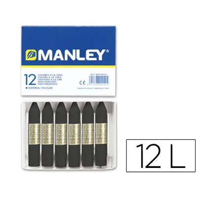 MANLEY Lapices Cera Manley Unicolor Negro n.30 Caja de 12 Unidades
