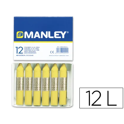 Lapices Cera Manley Unicolor Amarillo Claro n.4 Caja de 12 Unidades