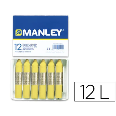 MANLEY Lapices Cera Manley Unicolor Amarillo Claro n.4 Caja de 12 Unidades