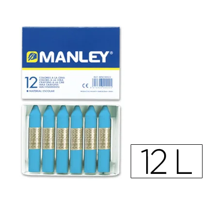 Lapices Cera Manley Unicolor Azul Celeste n.17 Caja de 12 Unidades